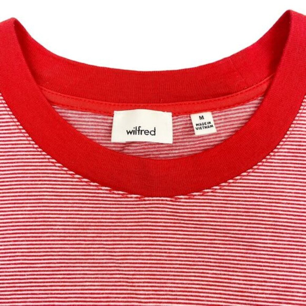 WILFRED Aritzia Piaf Striped Crop T-Shirt Sz Medium Orange - Picture 3 of 4